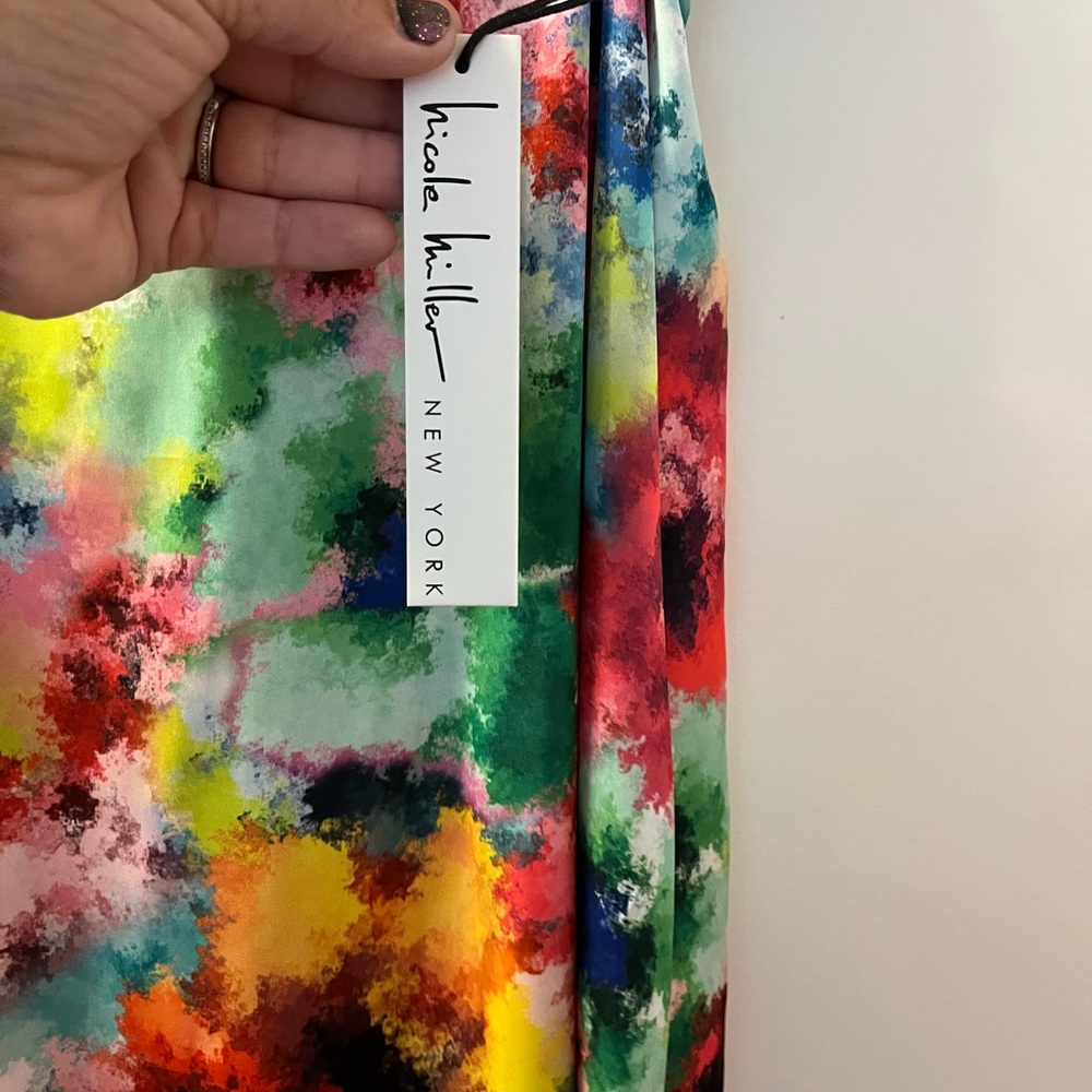 Nicole Miller Multicolor Abstract Dress NWT 18-20 PTP - Picture 7 of 9